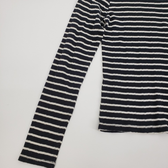 American Eagle Navy & White Striped Crop Top S - Picture 3 of 8